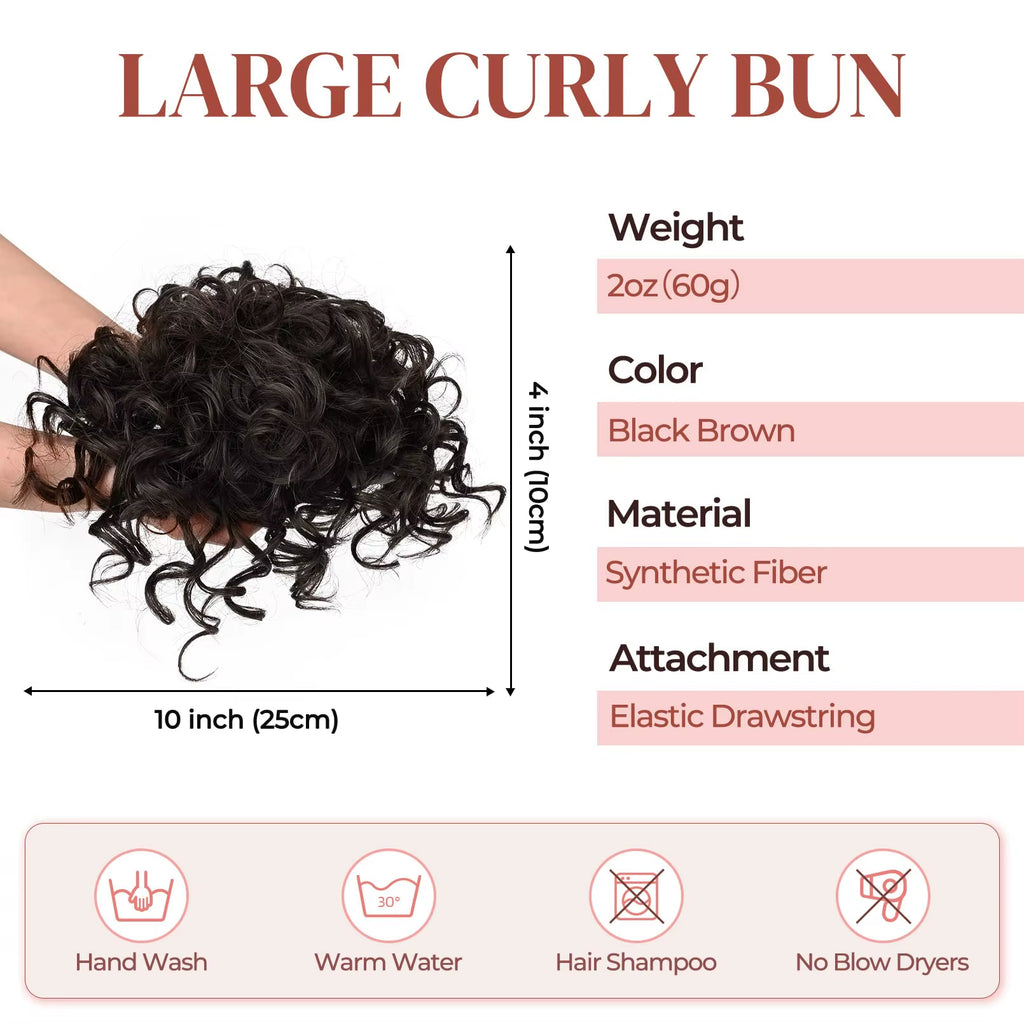 Messy Hair Bun Hair Piece Elastic Drawstring Loose Wave Large Curly Bun 60 Gram Short Synthetic Ponytail Extension for Women