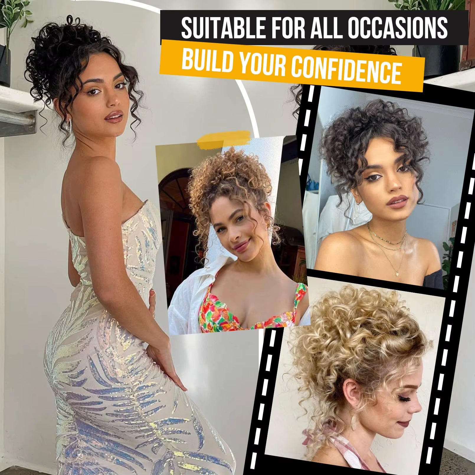 Messy Hair Bun Hair Piece Elastic Drawstring Loose Wave Large Curly Bun 60 Gram Short Synthetic Ponytail Extension for Women